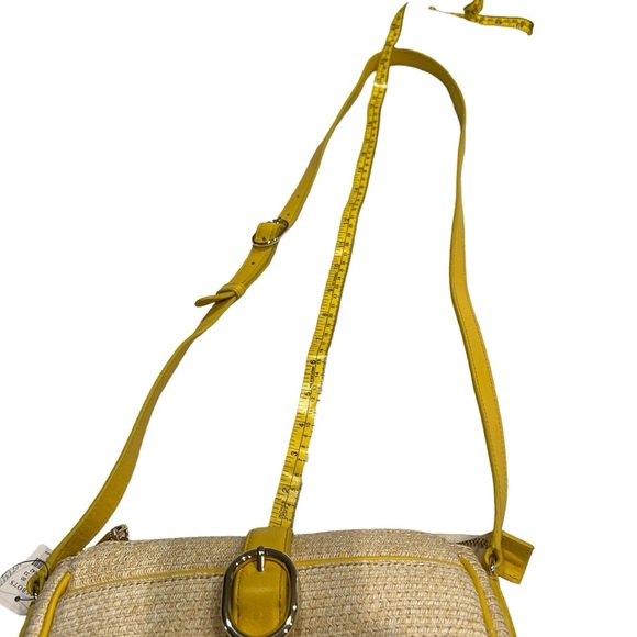 Talbots Straw Crossbody With Leather Trim Yellow Summertime Purse NWT - Picture 8 of 15